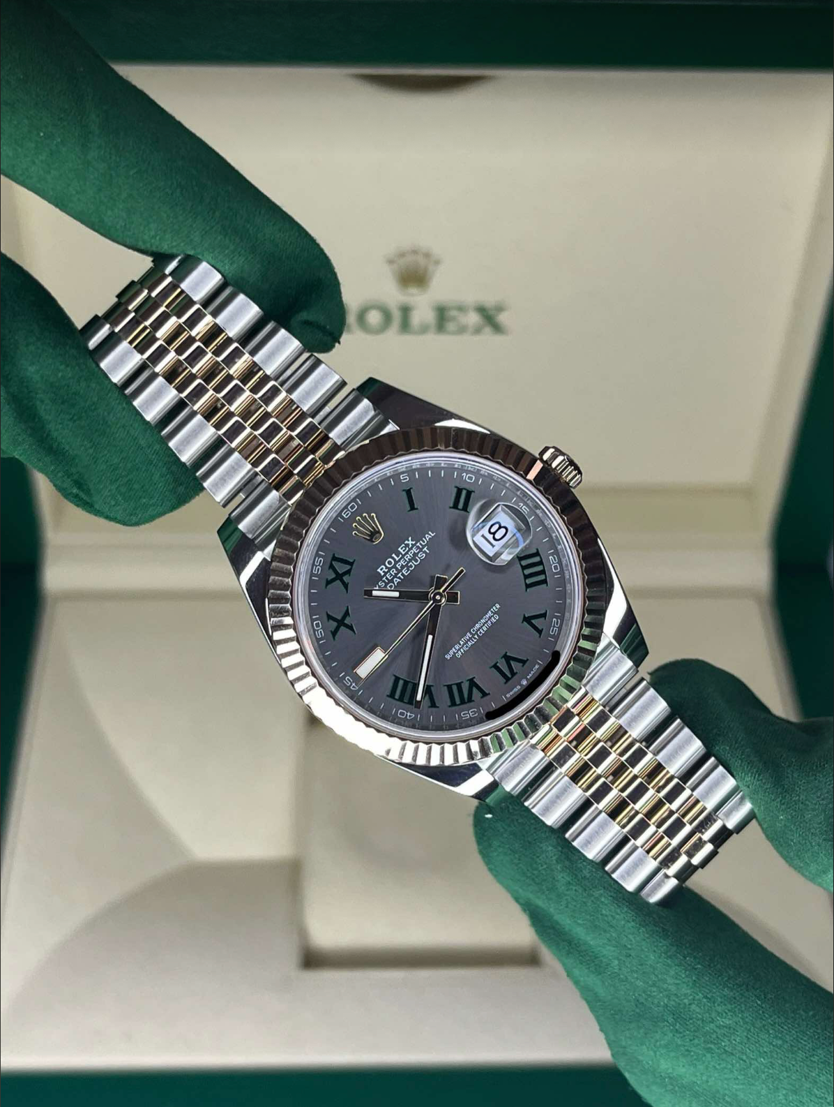 2025 Rolex Datejust Two Tone Rose Gold Wimbledon Dial 126333
