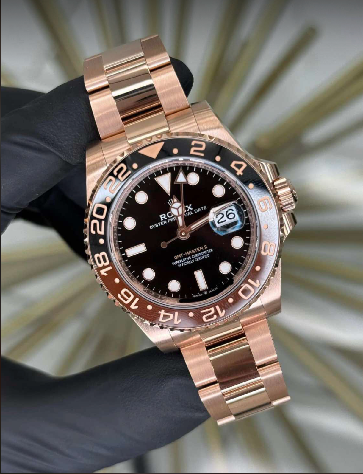 2025 Rolex Gmt Master II Rose Gold Rootbeer 126715CHNR