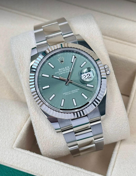 2024 Rolex Datejust 41 Mint Green Oyster 126334 Full Set