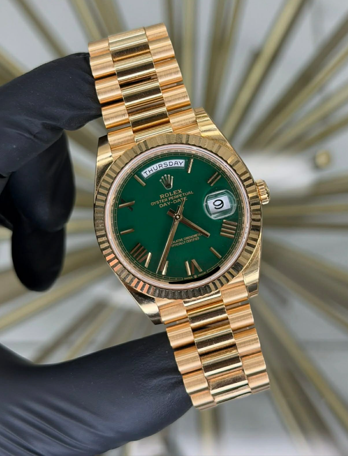2026 Rolex Day Date Yellow Gold Green Dial 228238